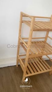 Cobrown ชั้นไม้ยางพารา3ชั้น ชั้นไม้ตะแกรง ชั้นวางของอเนกประสงค์ - ชั้นไม้ยางพารา