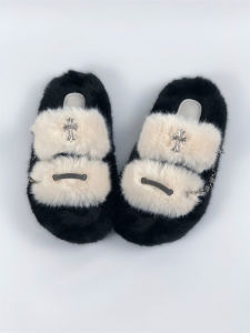 2024 New Womens Thick Bottom Slip-On Slippers Indoor Outdoor Wear Winter Home Comfortable Plush Fashionable Rubber Sole