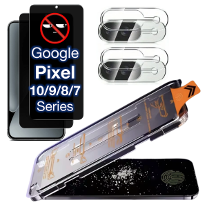 2+2Pcs For Google Pixel 10 9 9a Pro XL 8A 8 7 7a 5G Anti-Peeping Screen Protector Rear Camera Toughened Glass No Dust Easy Kit