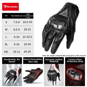 MOTOWOLF | Safety Warm All-Season Waterproof Carbon Fiber Genuine Leather Gloves