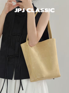 jpj | กระเป๋าถือหนังวัวขนาดใหญ่สำหรับผู้หญิง กระเป๋าสะพายไหล่แบบลำลอง กระเป๋าถือทรงถัง กระเป๋าสะพายข้างหนังนิ่มสำหรับเดินทาง