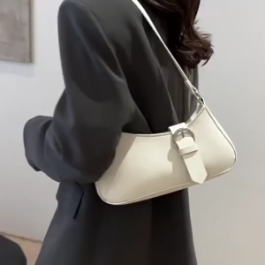 Women Casual Plain Metal Buckle Armpit Bag Stylish And Small Shoulder Bag