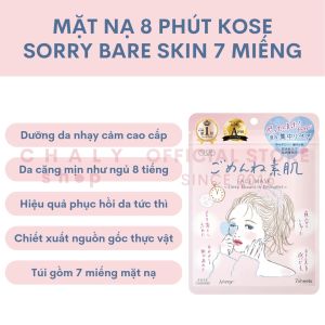 Mặt nạ dưỡng da cao cấp 8 phút Clear Turn Kose Sorry Bare Skin Face Mask 7 miếng Nhật
