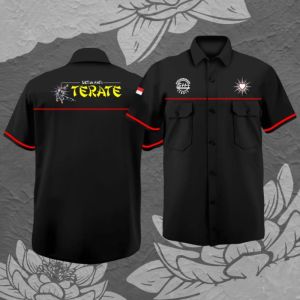 Kemeja PSHT Bordir motif Pembukaan Lengan Pendek Nagata drill