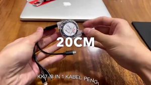 Type-C/Micro USB 3 in 1 kabel data pengisian daya flash yang dapat ditarik Kabel Mikro Dapat Ditarik untuk Ponsel