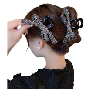 Super Large Butterfly Knot Sparkling Diamond Hair Clip New Style Back of Head Bun Shark Clamp Womens Hair Accessories