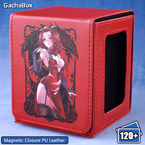 Black Rose Dragon ​Trading Card Storage Deck Box with Display Window Holds 120+ Cards Magnetic PU for YGO PTCG TCGMTG​