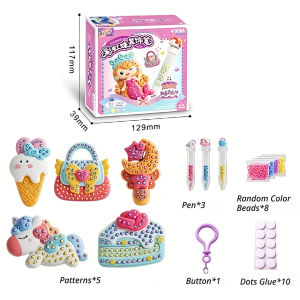 New Beads Pen Painting Handicraft Set for Kids Creative Handmade Sticker DIY Princess Rainbow Cake Keychain as a Gift for Kids
