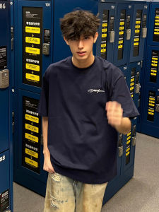 Cleanfit American Style Cotton T-Shirt Mens Short Sleeve Small Collar Summer Street Fashion Brand Youth Wear Geometric Print