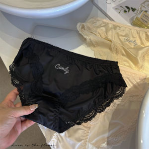 Candy ลูกไม้ Trim เซ็กซี่ หวาน เด็กผู้หญิง Mid Low เอว Triangle กางเกงชั้นในหญิง Ladies Pink สีครีม กระพริบเพชรเล็ก กางเกงใน ชุดชั้นในสตรี