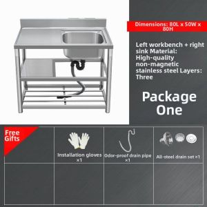 Thickened Stainless Steel Single Bowl Sink with Platform