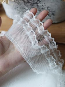 Pháp Cao Cấp Ren Viền 2 Lớp Handmade DIY Chất Liệu Xếp Ly Cổ Áo Tay Edge Quần Áo Trang Trí Ruy Băng Vải Gia Đình