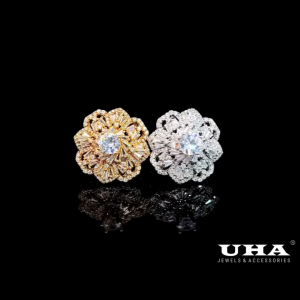 N1360 Nhẫn nữ đính đá bagutte cao cấp sáng lấp lánh UHA