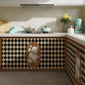 ANKARONG | Doorless No-Drill Magic Tape Cover-Ugly Kitchen Cabinet Curtain
