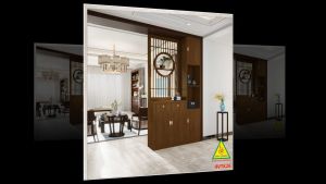 Vách ngăn phòng khách vách ngăn tủ kệ bằng gỗm bình phong tranh 4VTK26 - NỘI THẤT LẮP RÁP VIENDONGADV