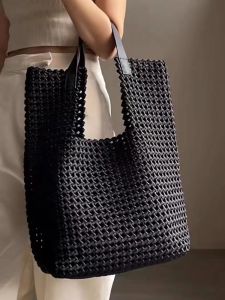 2023 Mới Túi Tote Dung Tích Lớn Rỗng Ra Da Bò Dệt Kim Da Túi Xách Mẹ-con Sát Nách Túi Phong Cách Cổ Điển Thời Trang Phong Cách