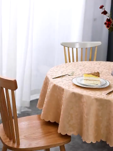 European Round Table Cloth PU Waterproof Oil Resistant Heat-resistant Washable Dining Table Cover with Lace Table Cover