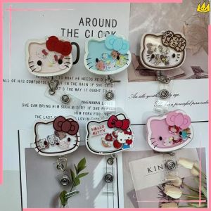 HelloKitty Cartoon Retractable Badge Holder Reel ID Card Holder for Office Workers Doctors Nurses Medical Students and Students