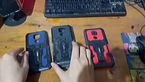 Casing HP Untuk XIAOMI REDMI 9 Soft Case Belt Clip Case Armor Kick Standing Hard Case I Crystal