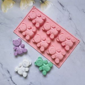 1PC 6-Grid Bear Silicone Mold Cake Ice Cream Pudding Dessert Mold Soap Baking Products Kitchen Tools Household Goods