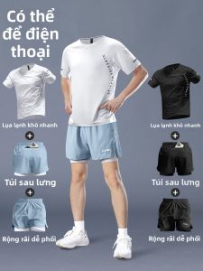 HROLRN | Bộ Đồ Thể Thao Hè Khô Nhanh có Túi Đựng Điện Thoại