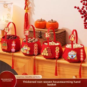 MONLEYTA | New Home Decoration Handheld Basket Dry Fruit Basket Housewarming Ceremony Gift Complete Velvet Material Indoor Hanging Decor