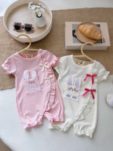 Jumpsuit 3-11kg Hi.Bé body đùi thỏ đính nơ cho bé gái chất tăm mát LT103