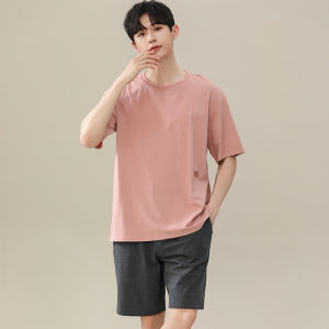 MiiOW | Bộ đồ ngủ nam mùa hè MiiOW thoáng khí tay ngắn thoải mái mặc nhà quần short cổ tròn trùm đầu vải polyester viscose spandex