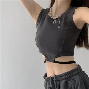Camisoles Strap Summer Short Crop Top Sleeveless Vest Design  A Sense of Outerwear T-shirt Top for Womens
