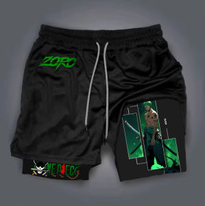 Bandai | ONE PIECE Anime Joint Sports Shorts 2026 Summer New Mens and Womens Y2K Quick Drying Breathable 2-in-1 Double Layer Shorts