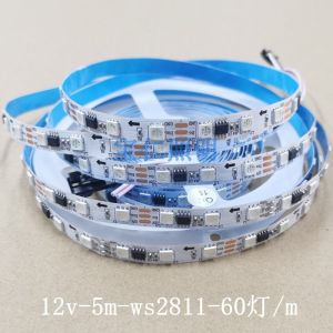 12V Full Color LED Strip Lights WS2811 White Board 5050 Colorful 60 Lights 5 Meters Running Water Horse Lamp Strip Engineering Model