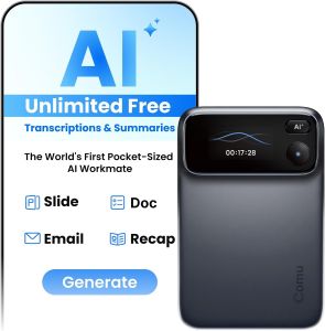 Comu Action Pro AI Voice Recorder Free Unlimited Transcription & Summarization Automatic AI Docs