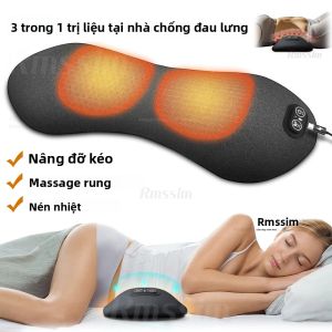 Gối Hỗ Trợ Thắt Lưng Điện 3 Trong 1 Có Thể Điều Chỉnh Chiều Cao Giảm Vòng Eo Làm Nóng & Rung Hỗ Trợ Thắt Lưng Giảm Đau Cổ & Lưng