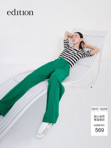 Edition Womens Summer New Loose Woolen Casual Floor-Length Pants Straight Leg Long Trousers Comfortable Fit Natural Waist