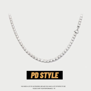 PDSTYLE Cuban Chain Shine Diamond Necklace for Men and Women Trendy Hip Hop Simplistic Glamourous Accessory in Various Sizes