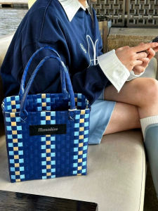 Summer Handwoven Handbag Trendy Beach Bag Womens Shoulder Bag Casual PVC Material Medium Size Versatile Leisure Style