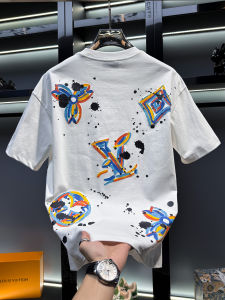 Áo Thun Nam Tay Ngắn in Họa Tiết Graffiti Cao Cấp Phong Cách Mỹ Rộng Rãi Mùa Hè Thời Trang Thường Ngày Cotton 100%