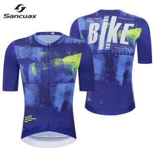 SANCUAX Áo Đi Xe Đạp Ngắn Tay Mùa Hè Dành Cho Nam Nhanh Khô Thoáng Khí Xe Đạp Đường Trường Đồ Thể Thao Áo Xe Đạp Leo Núi Có Túi Dây Kéo Phản Quang