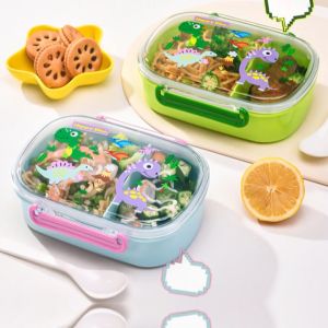 BF-C1283 Tempat Makan Anak Sekolah 2 Sekat Set Dengan Sendok Food Grade / Lunch Box BPA FREE Kotak