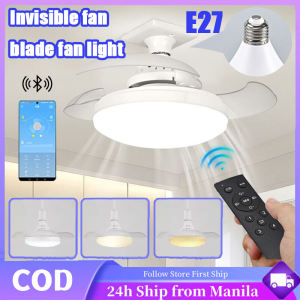 Inverter Ceiling Fan With Led Light And Remote Invisible Blade Ceiling Fans With App Control Smart Fanlight E27 Fan 3 Color Dimming 3 Blades Modern Ceiling Fan For Living Room Bedroom Garage Energy Saving