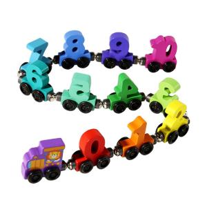 Wooden Magnetic Number Train Building Block Assembly Car Early Cognition Enlightenment Learning Teaching Sets For Toddlers