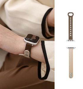 Apple iWatch Band S7/8 Ultra Thin Double Buckle Leather Color Block Wristband SE2 Compatible Smart Watch Strap Accessories