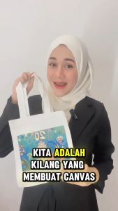 Kilang Di Nilai Print Canvas Tote Bag Plain Printing Tote Bags Student Beg Tuition Women Shoulder Goodies Bag TebalMURAH