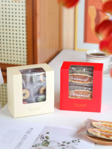 กล่องบรรจุขนมอบแห้งเกล็ดหิมะกล่องคุกกี้กล่องขนมข้าวเหนียวสไตล์ INS กล่องขนมทอฟฟี่ตังเมกล่องของขวัญมาเดอรีน