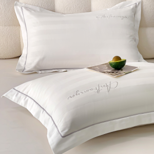 Luxurious Pure Cotton Pillowcases Hotel Quality Long Staple Cotton Embroidered Home Use Breathable Sweat Absorbent Pair