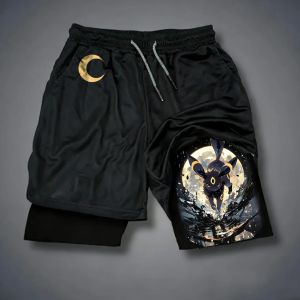 Pokemon Anime Casual Gym Shorts Men Summer 2026 Streetwear Fashion Cartoon Print Beach Pants Double-layer Quick-drying Pants
