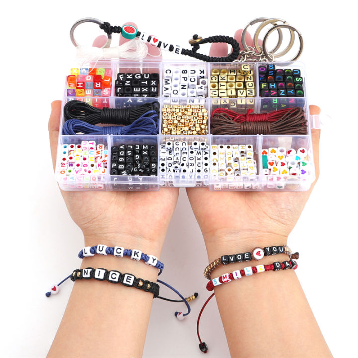 780Pcs/Box Colorful Alphabet Beads Wax Cord Set Square Letter Beads Kit For  DIY Bracelet Necklace Jewelry Craft Making Accessories Lazada PH