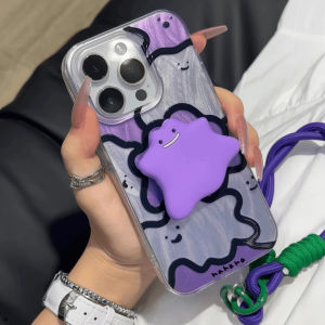 Upaitou เคสสำหรับ Vivo Y17s Y100 Y03 V29E Y95 Y36 Y28 Y35 Y02 Y21 Y50 Y51 V27e Y19 V30 4G 5G มีเชือกผูกรูปสัตว์ประหลาดสีม่วงน่ารัก2024ฝาครอบเคสนิ่มใส่โทรศัพท์เลเซอร์ขนนกแบบมินิมอลลิสต์ใหม่