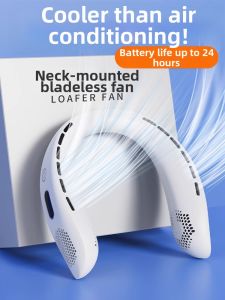 Portable Neck Fan USB Rechargeable Mini No-Leaf Ultra Powerful Wind Office Outdoor Student Cooling Heating Tool Neck Hanging