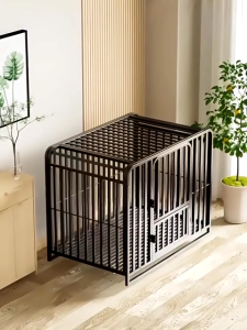 【Heavy Duty】Square Tube Pet Cage Large Metal Dog Cage Steel Large Free Space Dog Cage with 4 Wheels Chew Proof Heavy Duty Dog Cage with Tray